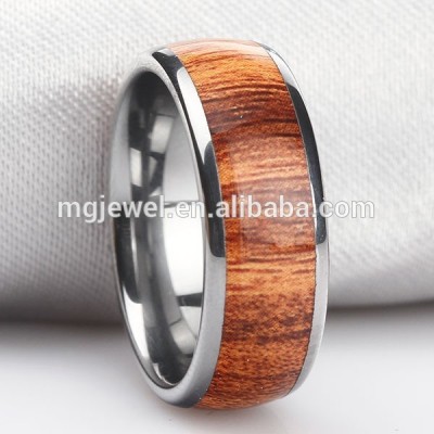 New Genuine KOA Wood Inlay Mens Tungsten Carbide Wedding Band Ring